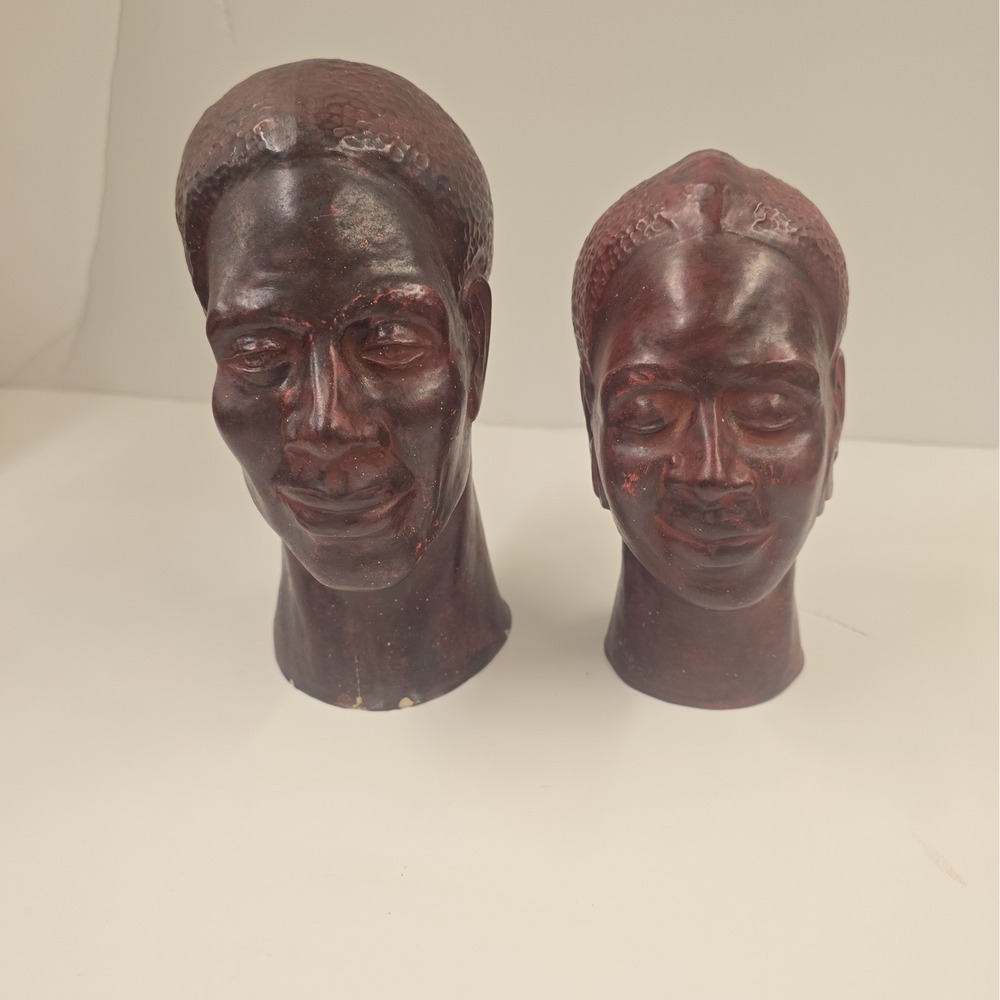 Vintage  Chalkware African American Statuary Bust Beautiful Rare/Afro